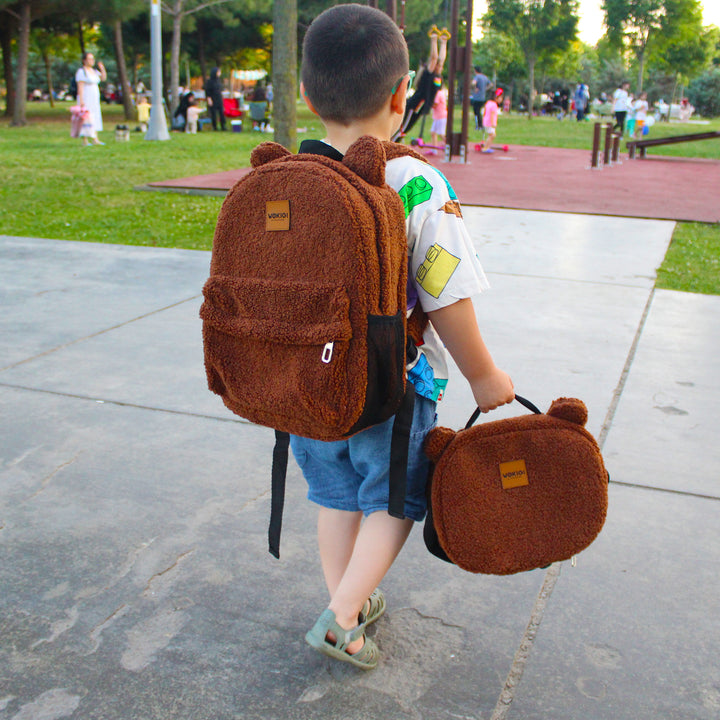 Personalized Brown Teddy Bear Backpack & Lunch Bag Set wokigi