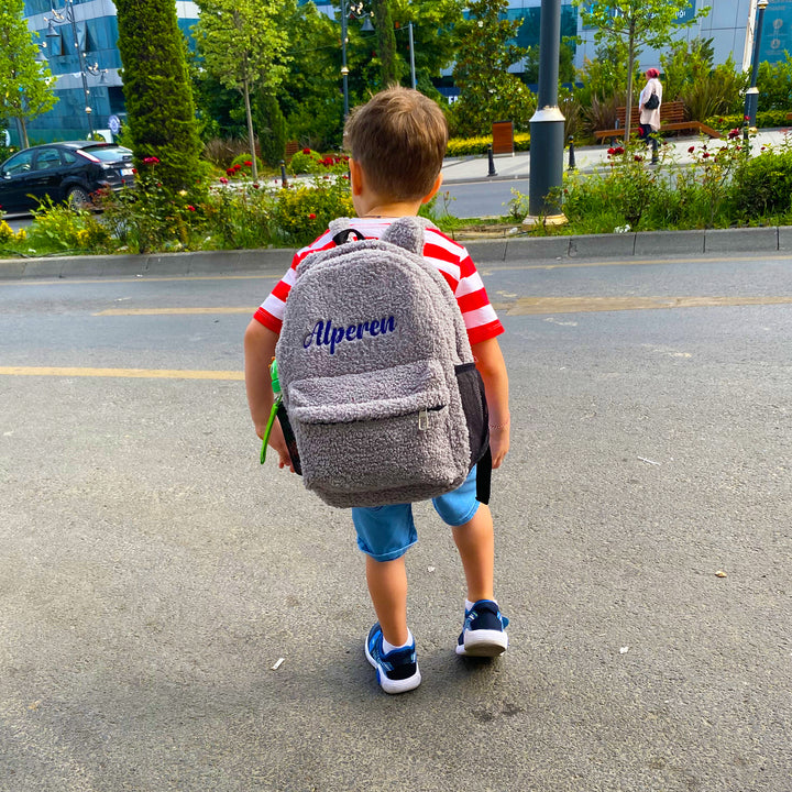 Personalized Large Grey Teddy Bear Backpack for School Kids wokigi