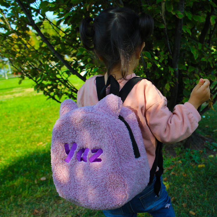 Personalized Powder Pink Teddy Bear Small Backpack wokigi