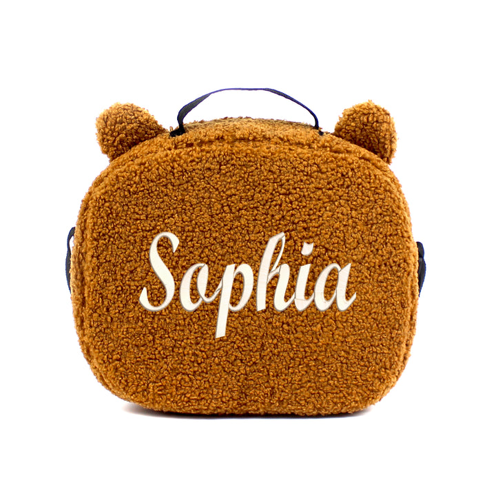 Personalized Light Brown Teddy Bear Backpack & Lunch Bag Set wokigi