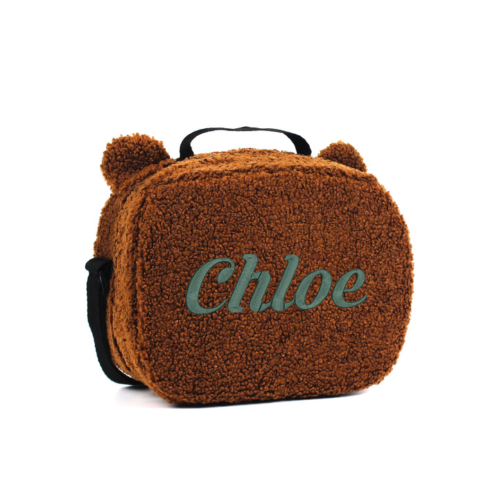 Personalized Brown Teddy Plush Kids Lunch Bag wokigi