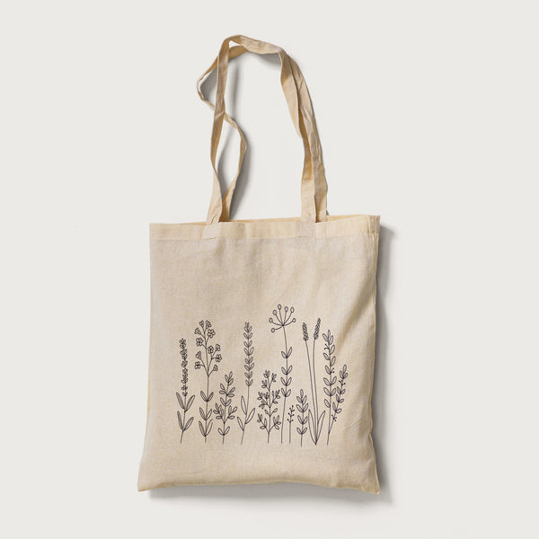 Black Flowers Tote Bag