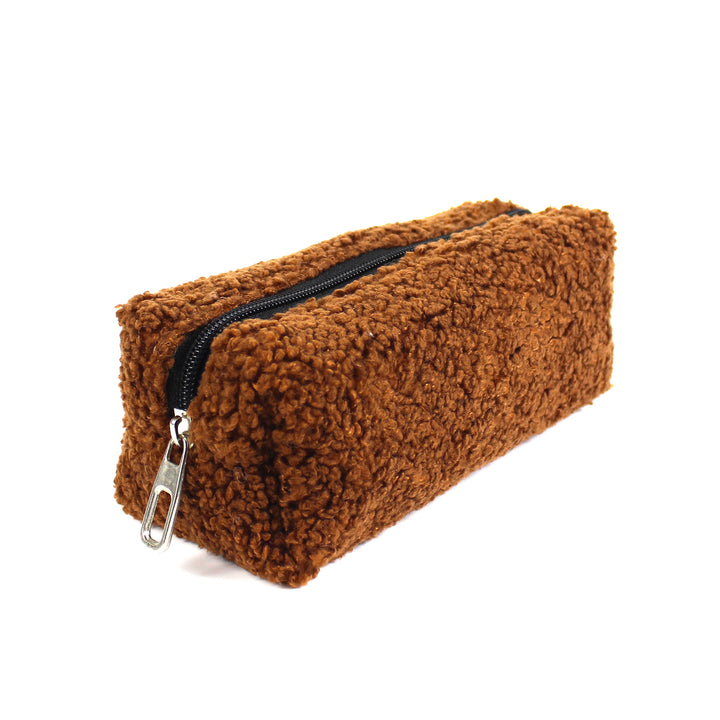 Brown Plush School Pencil Case Personalization wokigi