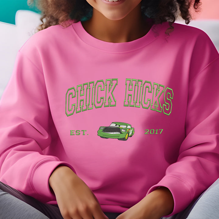 Personalized Disney Cars Chick Hicks Embroidered Adult Sweatshirt wokigi