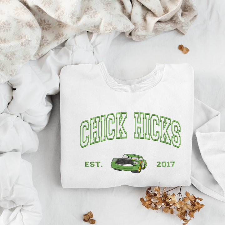 Personalized Disney Cars Chick Hicks Embroidered Adult Sweatshirt wokigi