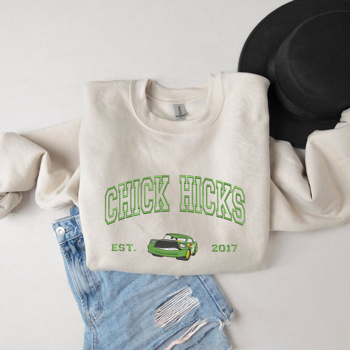 Personalized Disney Cars Chick Hicks Embroidered Adult Sweatshirt wokigi