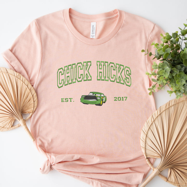 Personalized Disney Cars Chick Hicks Embroidered Adult T-shirt wokigi