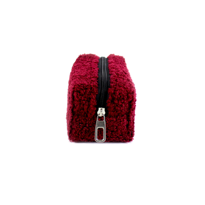 Claret Red Plush School Pencil Case Personalization wokigi