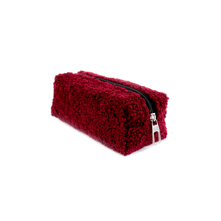 Claret Red Plush School Pencil Case Personalization wokigi