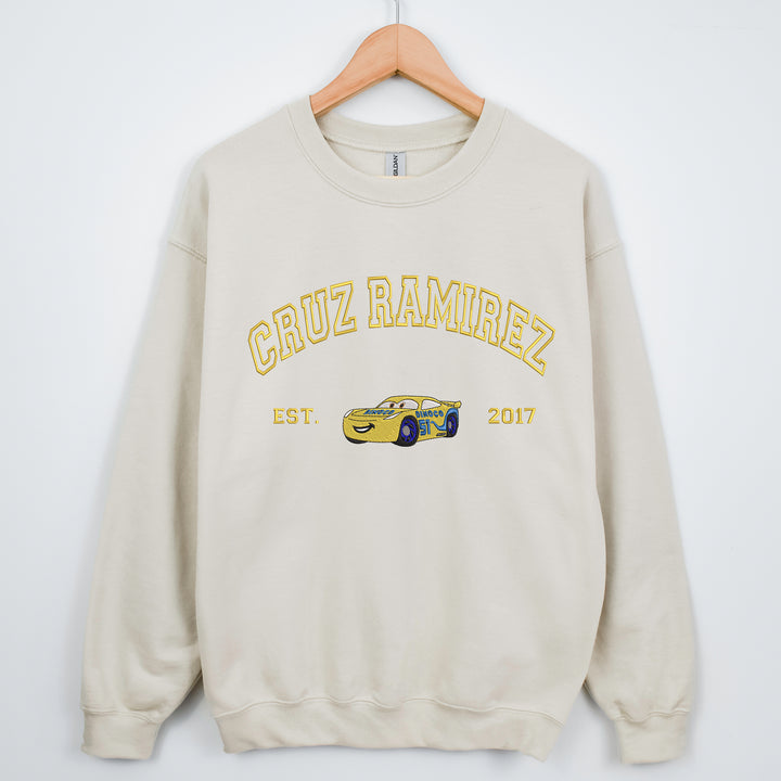 Personalized Disney Cars Cruz Ramirez Embroidered Adult Sweatshirt wokigi