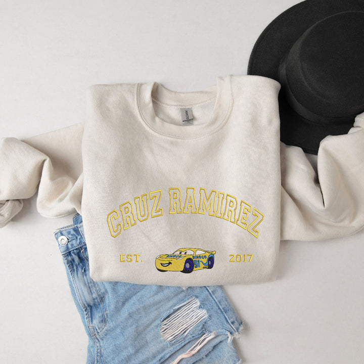 Personalized Disney Cars Cruz Ramirez Embroidered Adult Sweatshirt wokigi