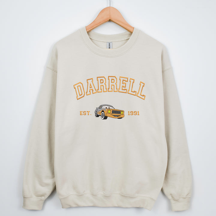 Personalized Disney Cars Darrell Embroidered Adult Sweatshirt wokigi