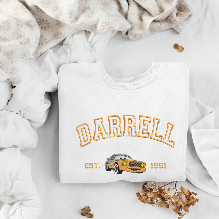 Personalized Disney Cars Darrell Embroidered Adult Sweatshirt wokigi