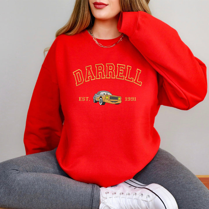 Personalized Disney Cars Darrell Embroidered Adult Sweatshirt wokigi