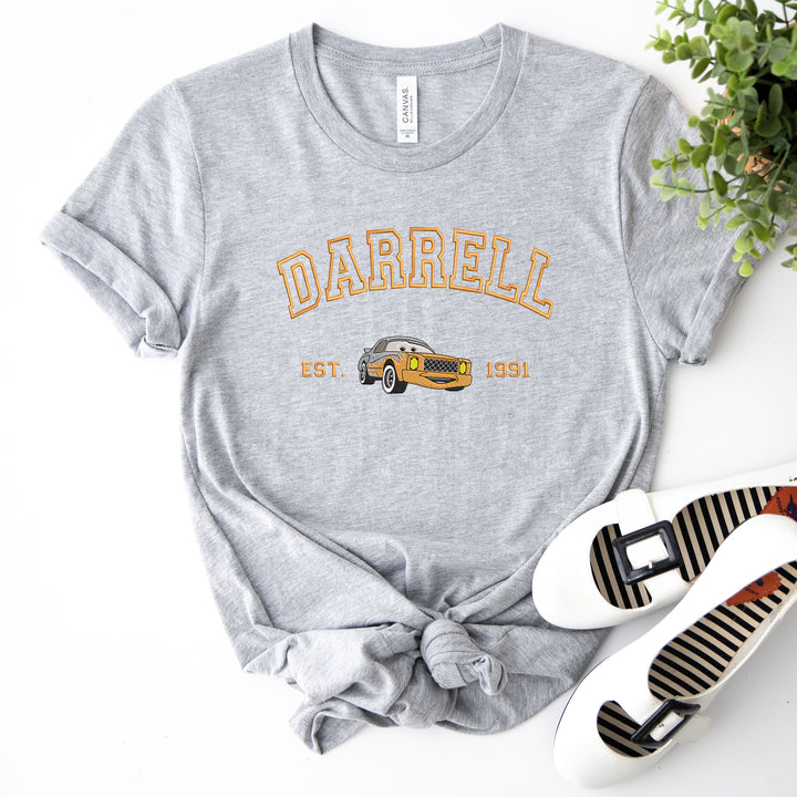 Personalized Disney Cars Darrell Embroidered Adult T-shirt wokigi