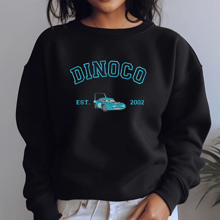 Personalized Disney Cars Dinoco Embroidered Adult Sweatshirt wokigi