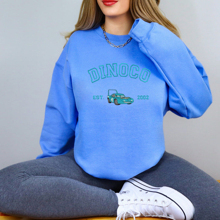 Personalized Disney Cars Dinoco Embroidered Adult Sweatshirt wokigi