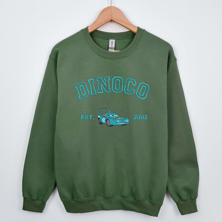 Personalized Disney Cars Dinoco Embroidered Adult Sweatshirt wokigi