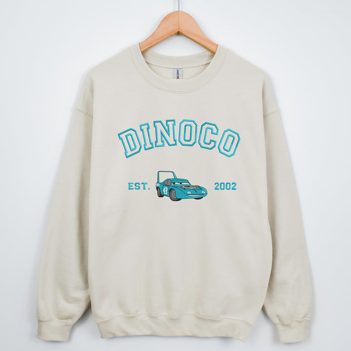 Personalized Disney Cars Dinoco Embroidered Adult Sweatshirt wokigi