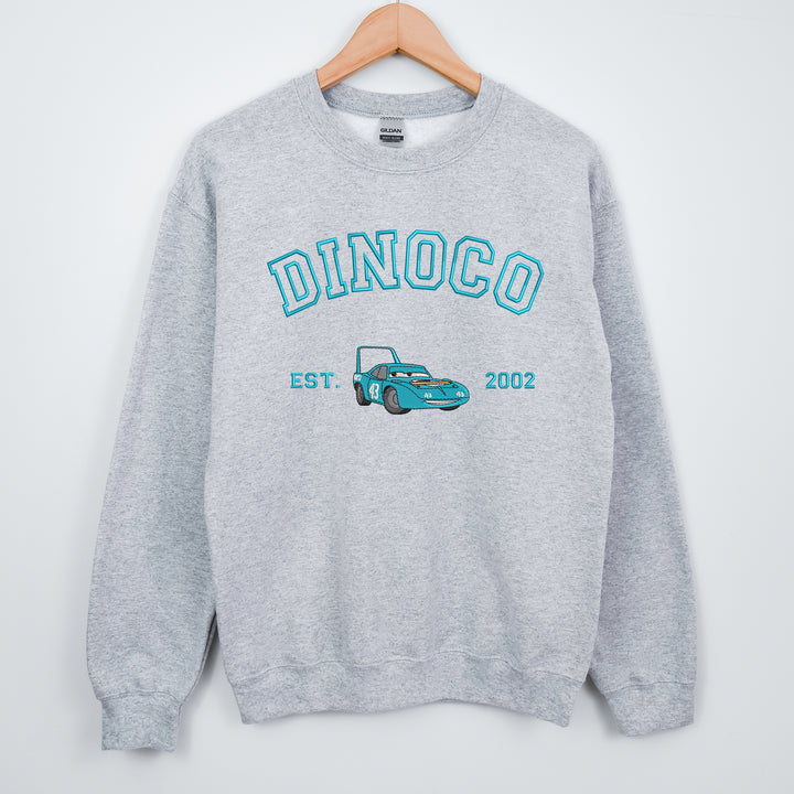 Personalized Disney Cars Dinoco Embroidered Adult Sweatshirt wokigi