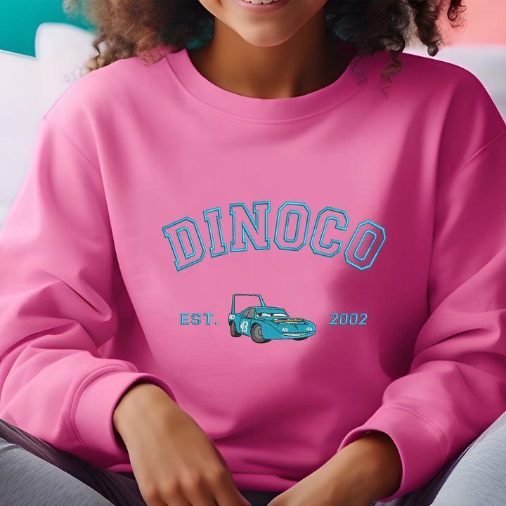 Personalized Disney Cars Dinoco Embroidered Adult Sweatshirt wokigi