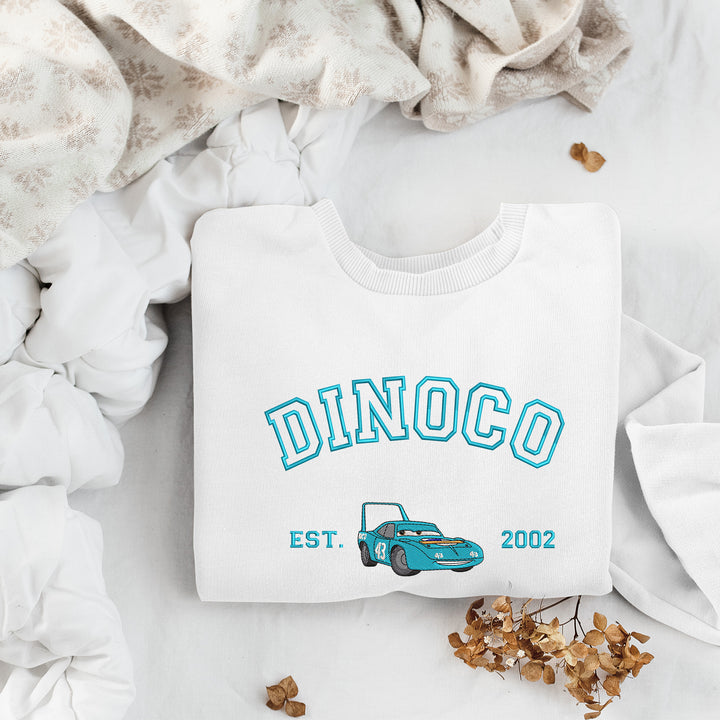 Personalized Disney Cars Dinoco Embroidered Adult Sweatshirt wokigi