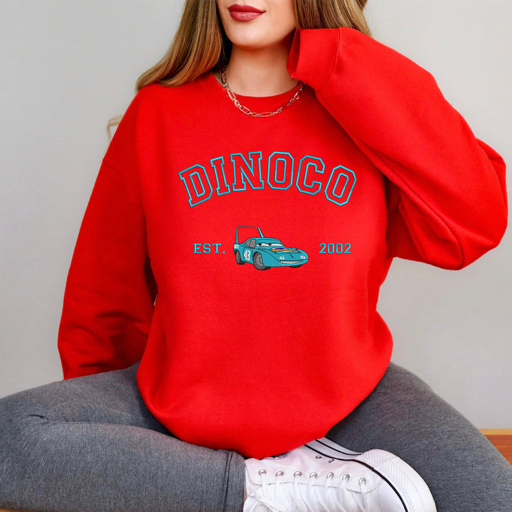 Personalized Disney Cars Dinoco Embroidered Adult Sweatshirt wokigi