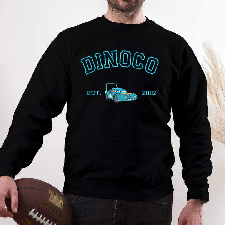 Personalized Disney Cars Dinoco Embroidered Adult Sweatshirt wokigi