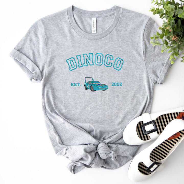 Personalized Disney Cars Dinoco Embroidered Adult T-shirt wokigi