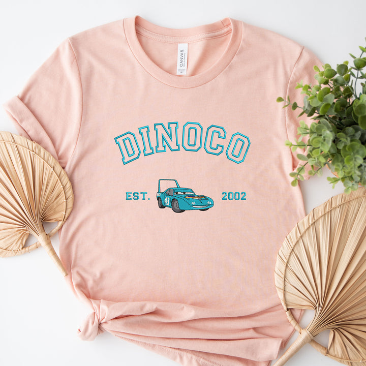 Personalized Disney Cars Dinoco Embroidered Adult T-shirt wokigi