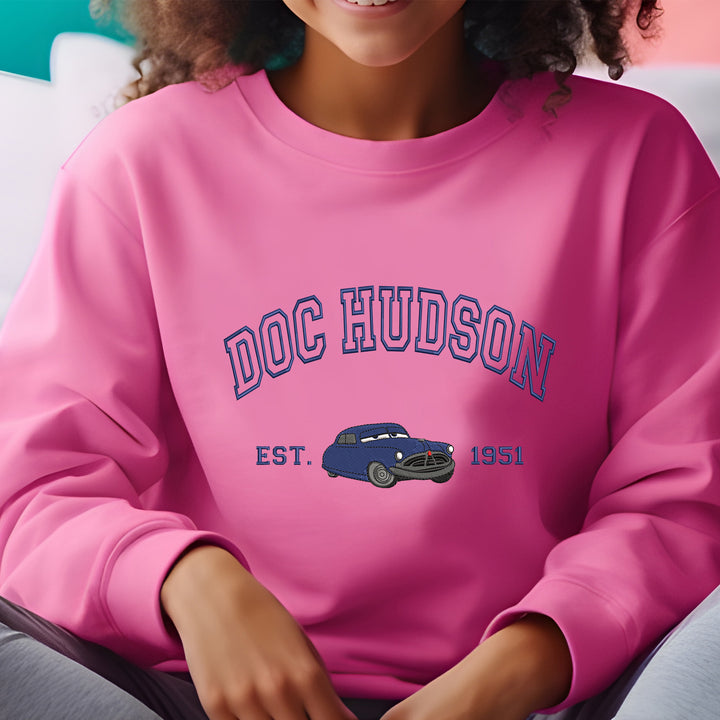 Personalized Disney Cars Doc Hudson Embroidered Adult Sweatshirt wokigi