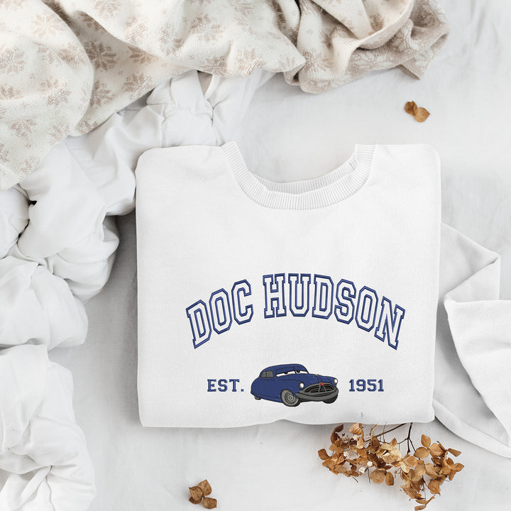 Personalized Disney Cars Doc Hudson Embroidered Adult Sweatshirt wokigi