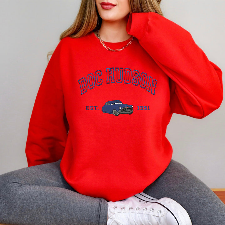 Personalized Disney Cars Doc Hudson Embroidered Adult Sweatshirt wokigi