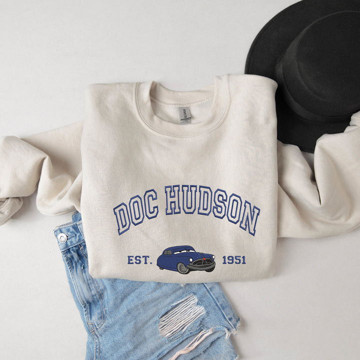 Personalized Disney Cars Doc Hudson Embroidered Adult Sweatshirt wokigi