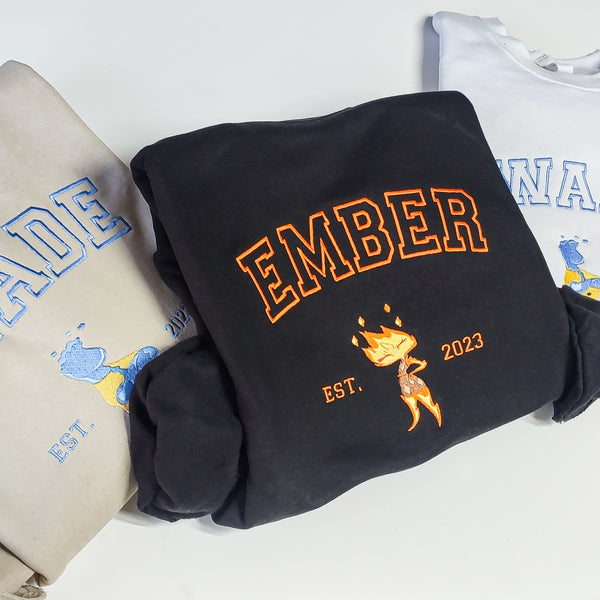 Elemental Ember and Wade Couple Embroidered Sweatshirt wokigi