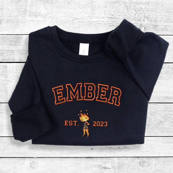 Elemental Ember and Wade Couple Embroidered Sweatshirt wokigi