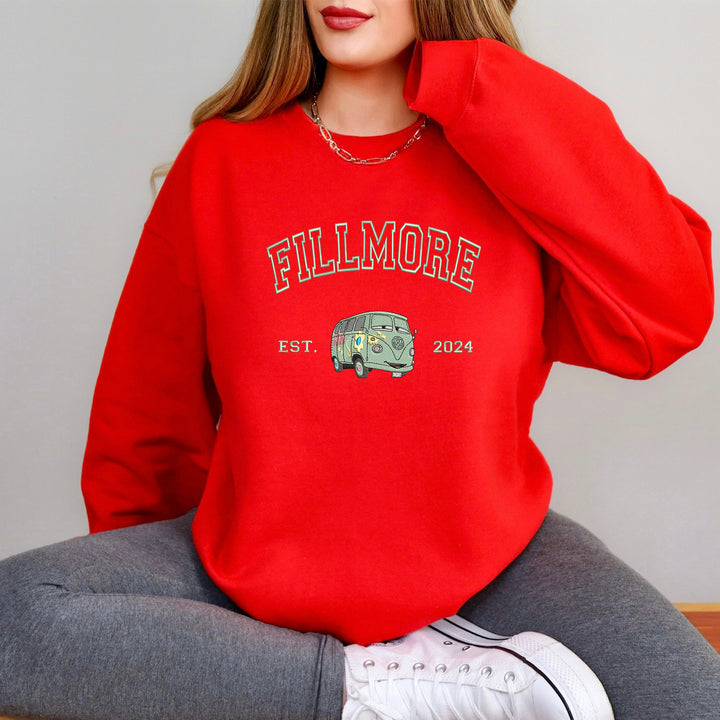 Personalized Disney Cars Fillmore Embroidered Adult Sweatshirt wokigi