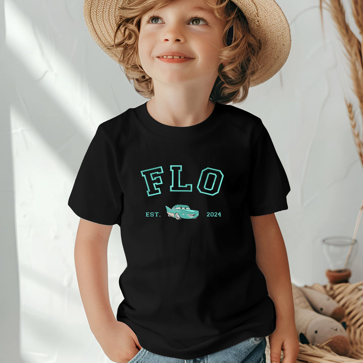 Personalized Disney Flo Embroidered  Toddler T-shirt wokigi