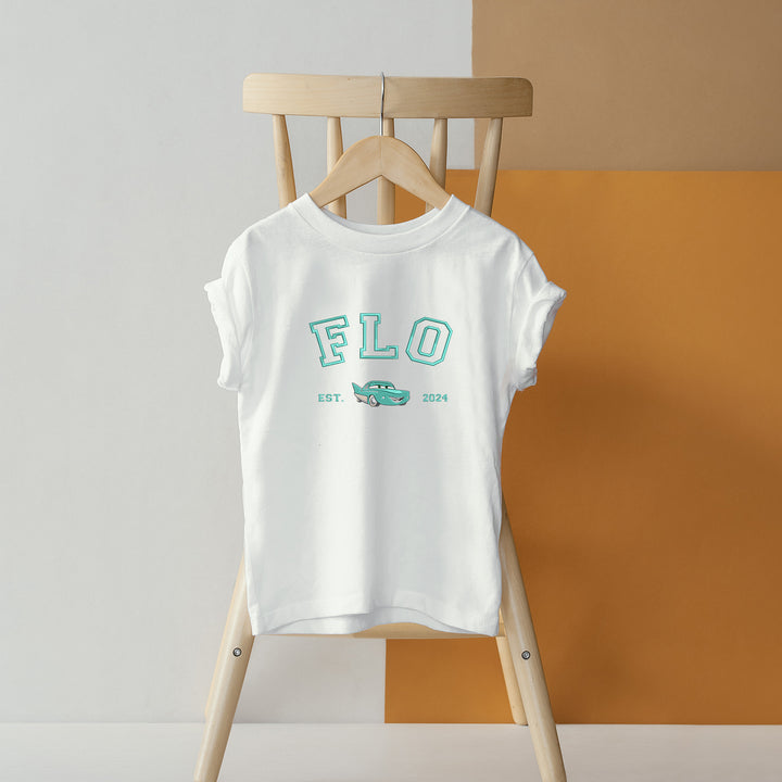 Personalized Disney Flo Embroidered Youth T-shirt wokigi