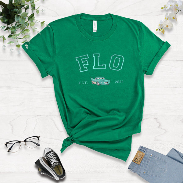 Personalized Disney Flo Embroidered Youth T-shirt wokigi