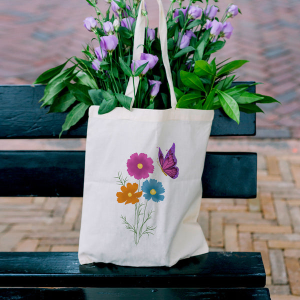 Flower and Butterfly Tote Bag