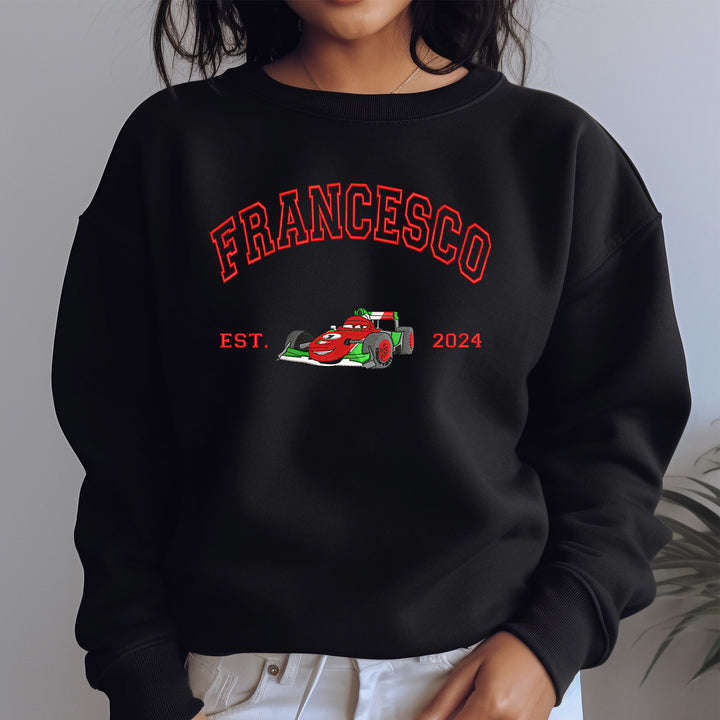 Personalized Disney Cars Francesco Embroidered Adult Sweatshirt wokigi