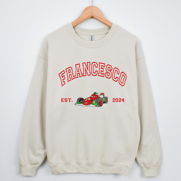 Personalized Disney Cars Francesco Embroidered Adult Sweatshirt wokigi