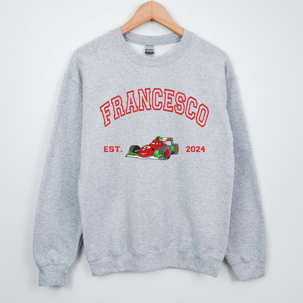 Personalized Disney Cars Francesco Embroidered Adult Sweatshirt wokigi