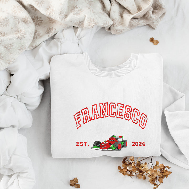 Personalized Disney Cars Francesco Embroidered Adult Sweatshirt wokigi