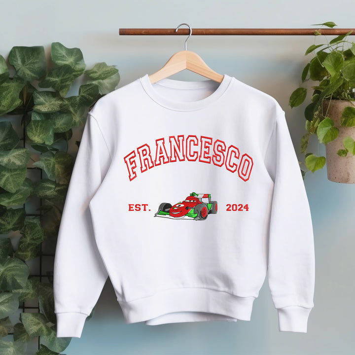 Personalized Disney Cars Francesco Embroidered Adult Sweatshirt wokigi