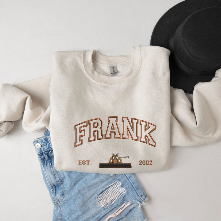 Personalized Disney Cars Frank Embroidered Adult Sweatshirt wokigi