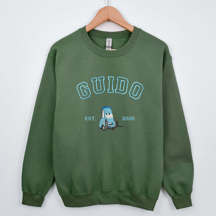 Personalized Disney Cars Guido Embroidered Adult Sweatshirt wokigi