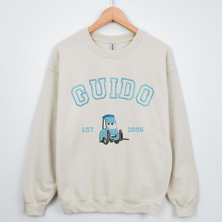 Personalized Disney Cars Guido Embroidered Adult Sweatshirt wokigi