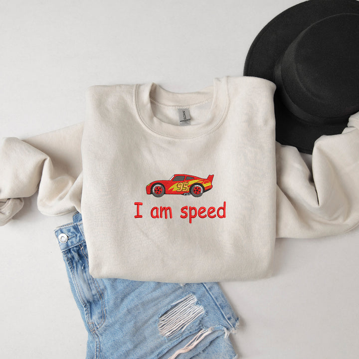 Embroidered McQeen I am Speed Adult Sweatshirt - wokigi